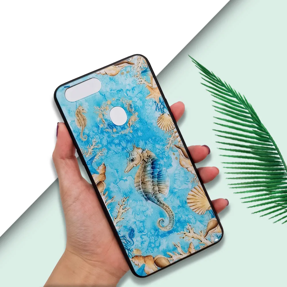

Animal Seahorse Phone Case for MI9 MI8 Case Glass Case for Redmi Note 7 Cover Redmi K20 6 5 4X 7A Back Cover Luxury Ocean Conque