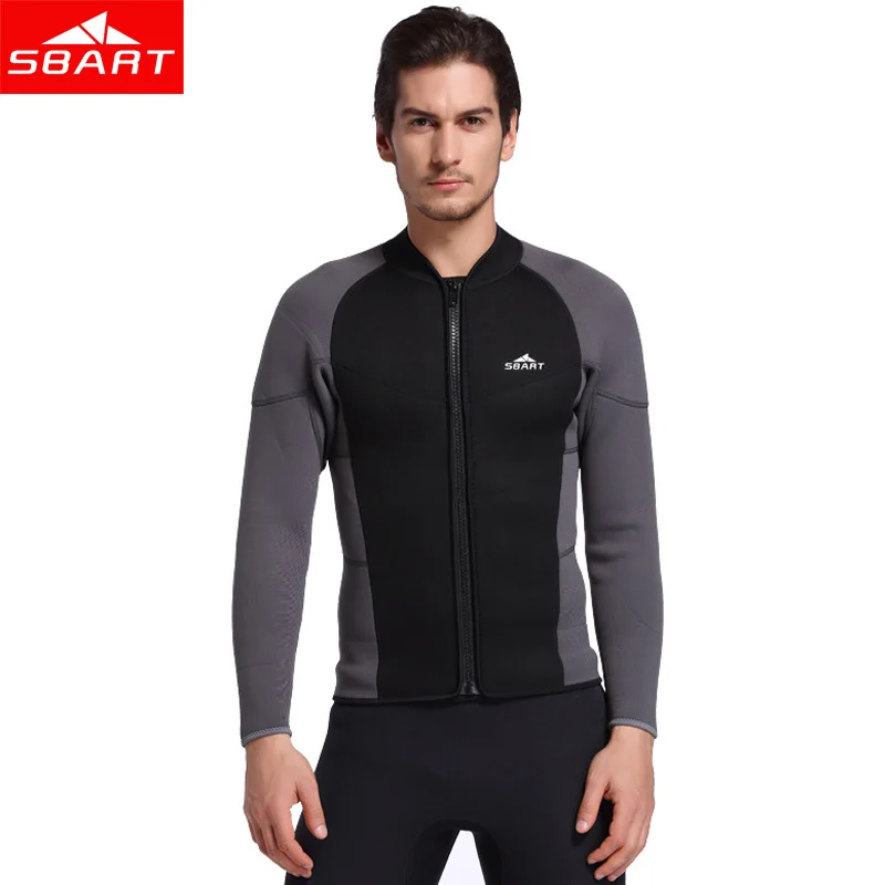 

SBART Men 3MM Neoprene Rash Guards Jacket Long Sleeve UV Protection Swim Jumpsuit Shirt Windsurfing Smoothskin Jackets Wetsuits