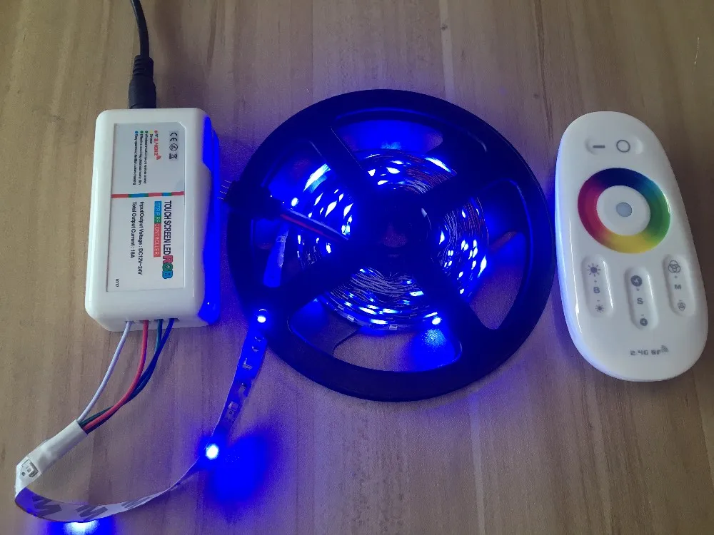 RGB Светодиодные ленты 5050 3528 SMD LED String fita LED Клейкие ленты бар огни + 18a 2.4 г Touch Пульт дистанционного управления RGB + 3A Адаптеры питания