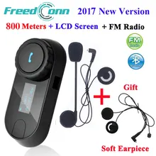 Freedconn новая версия TCOM-SC Bluetooth мотоцикл переговорные гарнитуры шлем домофон ЖК-дисплей Экран с fm-радио + мягкий наушник