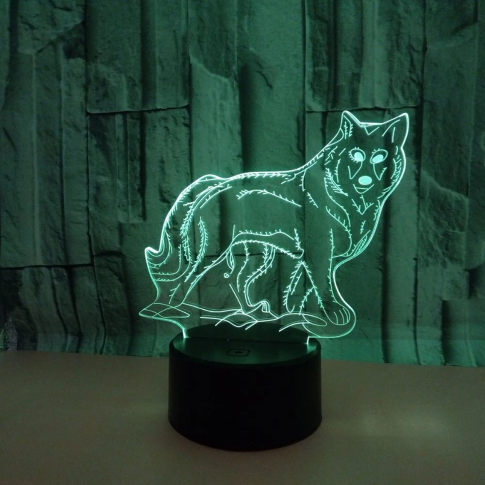 Волк 3D ночник креативный 3 D лампа визуальное освещение для украшения комнаты рождественский подарок, новинка для малышей