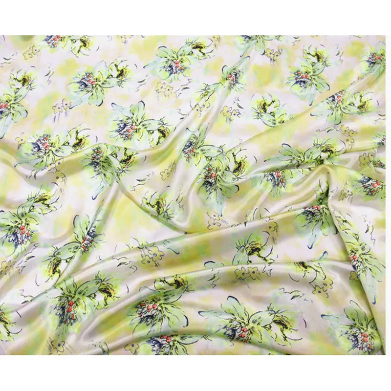 Buy Printed real Silk charmeuse Satin Fabric silk