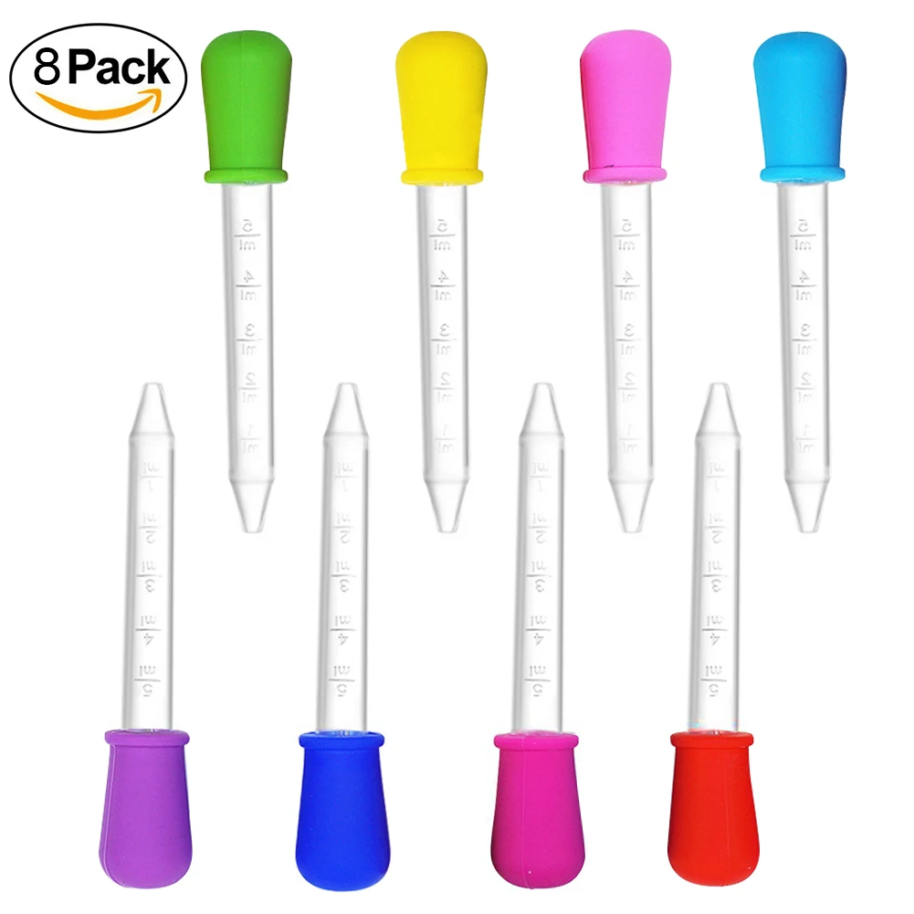 

Plastic 5ml Pipettes Transfer Eyedropper Silicone Liquid Droppers Non-toxic Portable 12cm 8pcs/pack For Baby Infants