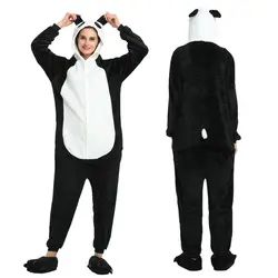 кегуруми панда комбинезон Фланель кигуруми капюшон с длинным рукавом панда пижама кугуруми для взрослых