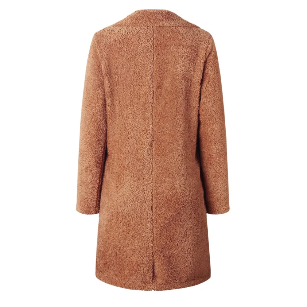 Hot 2018 New Fashion Autumn Winter Wool Women Plus Size Lapel Pocket Long-sleeved Clothing Casual Elegant Warm Long Blends Coat