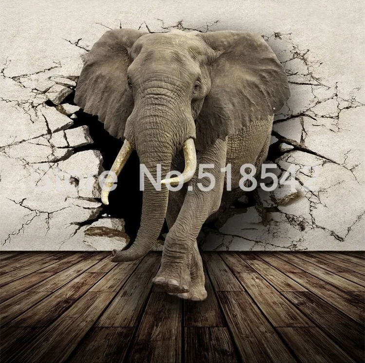 Индивидуальные фото обои 3D реалистичные животных росписи носорог Лев Слоны нетканые Спальня настенная Домашний Декор обои 3d - Цвет: Elephant