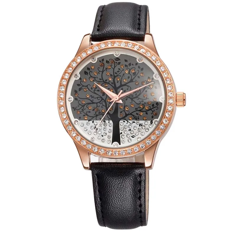 Модные женские наручные часы с рождественской елкой из розового золота, роскошные повседневные женские кварцевые часы Relogio Feminino, рождественский подарок