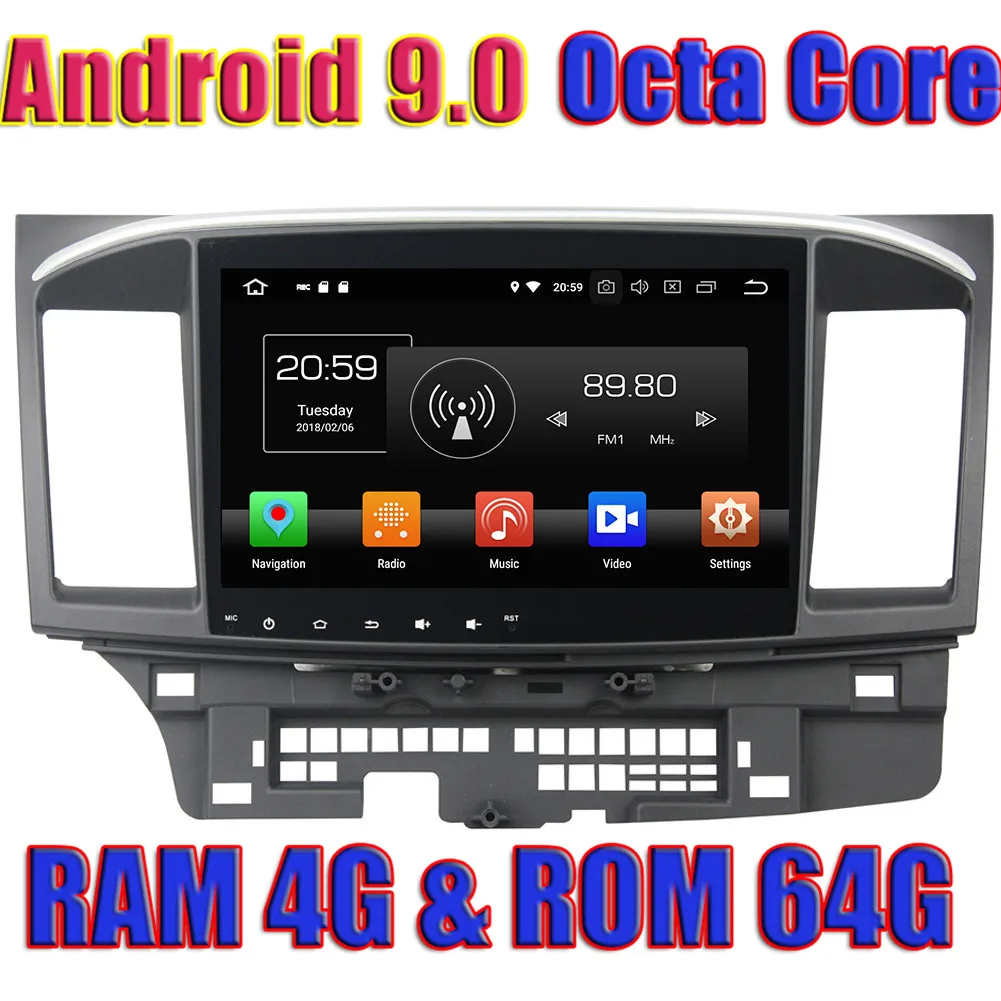 Wanобычно Восьмиядерный Android 9 0 Автомобильный GPS навигатор для Mitsubishi LANCER 2015 медиа