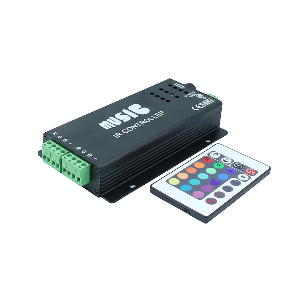 

144w 2 Ports Output Sound Activated RGB Music Controller for Color Changing LED Strips with Remote Control 144w, 5050 RGB