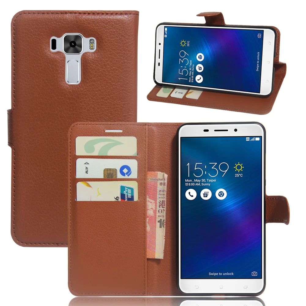 Original PU Leather Wallet Case for Asus Zenfone 3 Laser ZC551KL Phone Bag Cover with Stand Function and Visa Card Slot | Мобильные