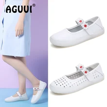 Mary janes/женские удобные лоферы на плоской подошве; обувь для медсестры; балетки из натуральной кожи без застежки; балетки на мягкой подошве; цвет белый; четыре сезона; балетки