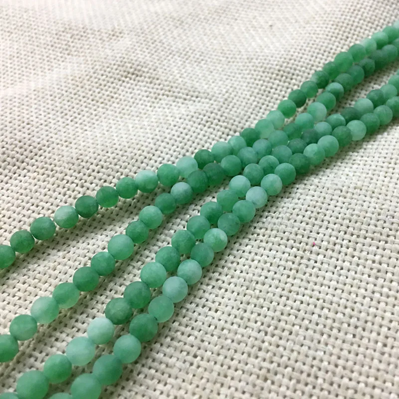 4mm green dull polish matte natural stone jewelry findings spacers kit