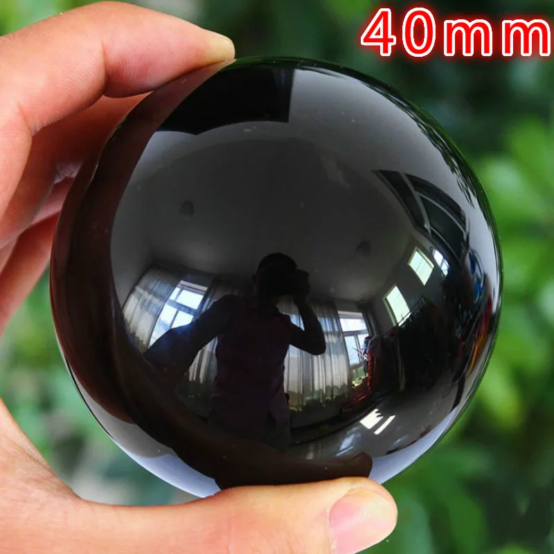40mm Rare Natural Black Obsidian Sphere Large Crystal Ball Healing Stone HITM Quartz Balls Free to send crystal base | Дом и сад