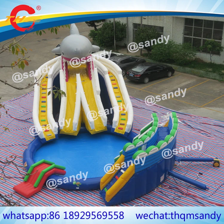 giant inflatable shark water slide