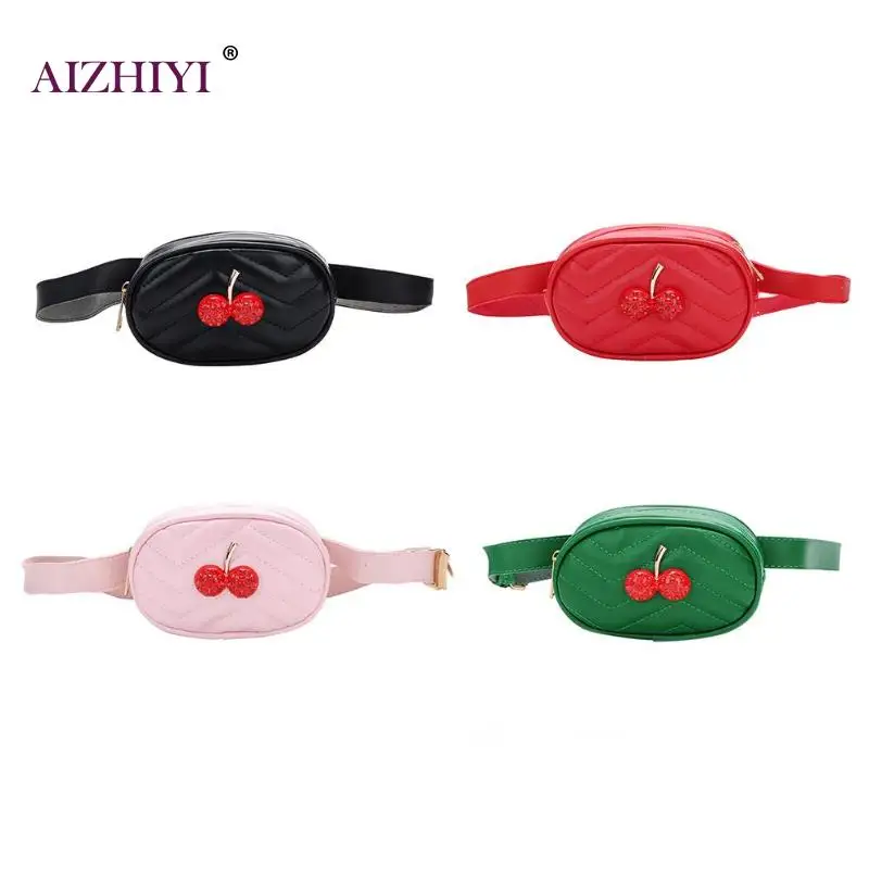 

Cute Cherry Kids Girls Fanny Packs Belt Leather Chest Shoulder Waist Bags