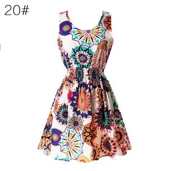 

Summer Fashion Print Dresses Women Floral Sleeveless O-neck Chiffon Dress Casual Female Mini Beach Dress