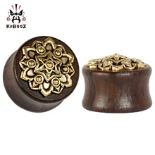 Kubooz пирсинг дерево металл золото инкрустированные Кожа серые беруши и тоннели ювелирные изделия для тела ушные датчики пара селлингов