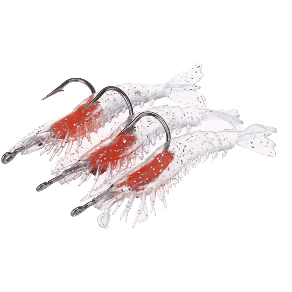 

3Pcs 6cm/3g Artificial Fishing Lure Bionic Shrimp Prawn Soft Bait Fishing Tackle Noctilucent Luminous Lifelike with Hook