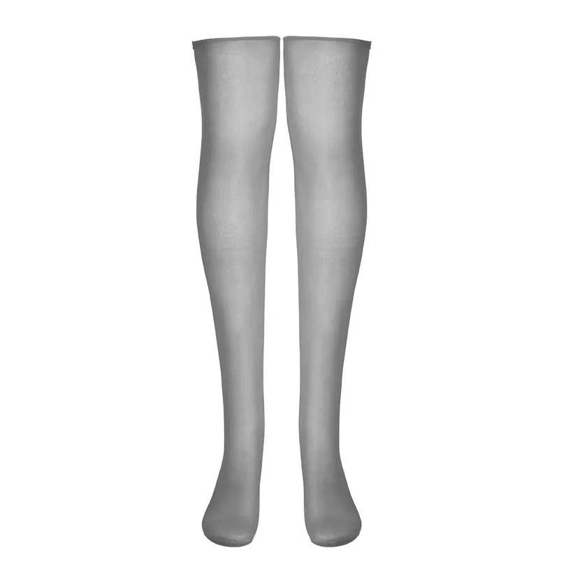 1 пара, сексуальные женские прозрачные длинные чулки бедра, высокие длинные эластичные шелковые длинные чулки, Нескользящие мягкие чулки - Цвет: Gray