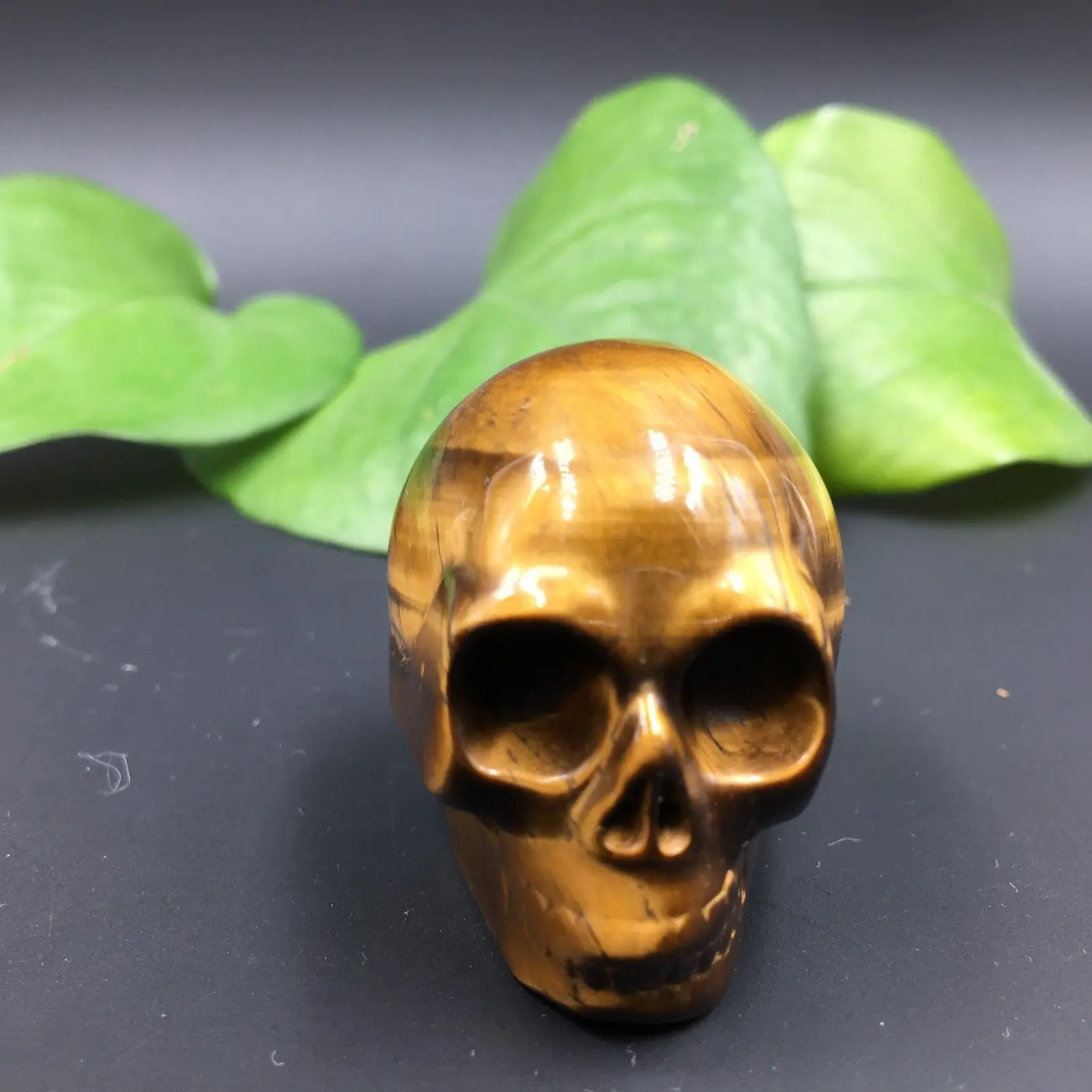 NATURAL Tigers Eye Quartz Crystal Skull Healing 73.4g L759