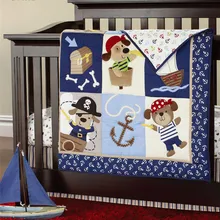 Синяя детская кровать бамперы хлопок мультфильм Пираты Карибы шаблон ребенок младенец простыня одеяло кровать юбка мягкие постельные принадлежности наборы