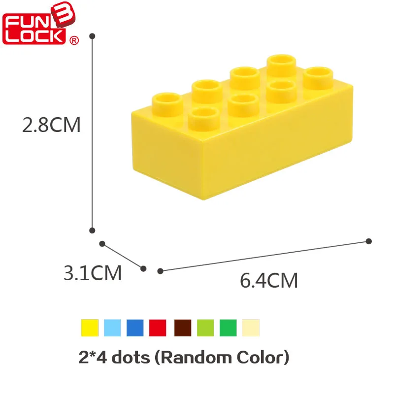 Funlock Duplo Building Blocks Construction font b Toys b font Assembly Parts 12pcs 2x4 High Dots