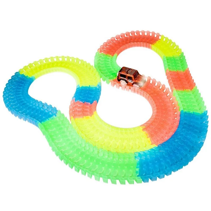 280pcs with car Glow in dark racing DIY Track font b Toy b font Car Electronic