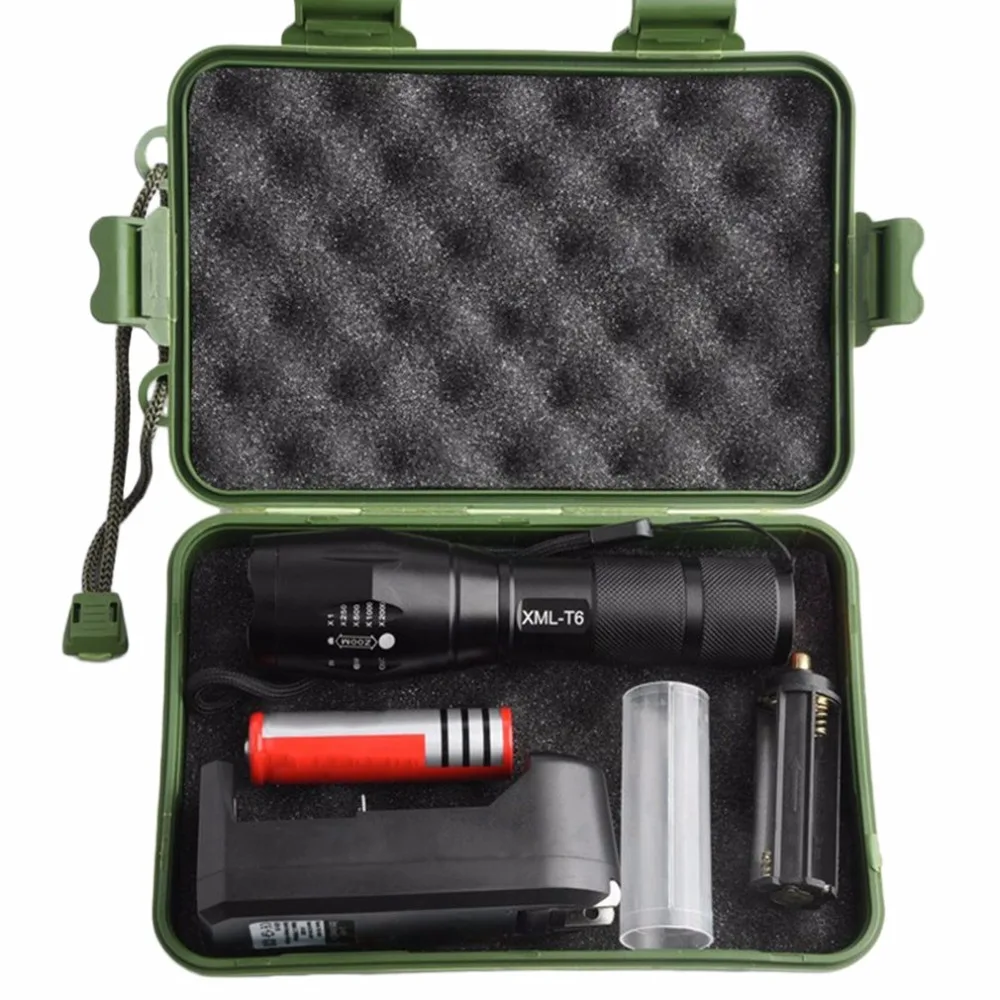 

T6 Strong Light Torch Portable Waterproof Zoomable LED Flashlight 5-Mode Adjustable light for 18650 Rechargeable Battery or AAA