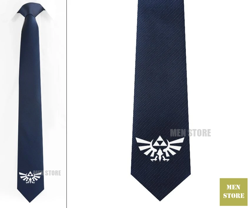 Zelda Force Symbol Мужской Жаккардовый тонкий узкий галстук 2," 6 см галстук свадебный галстук для жениха запонки LK061M - Цвет: Navy tie White logo