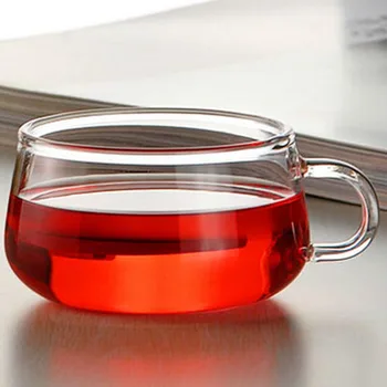 

200ml Brief High Borosilicate Tea Cup Kung Fu Tea Set Teacup with Handgrip Milk Coffee Saucer Cup Liquor Wine Drinkware Gifts