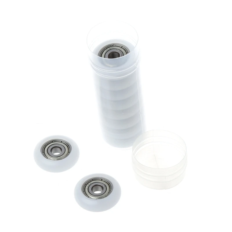 Sliding door rollers, window pulley, plastic bearing pulley, 5x23x7.3mm Nylon plastic carbon steel bearings pulley wheels, embedded groove, 10 Pcs