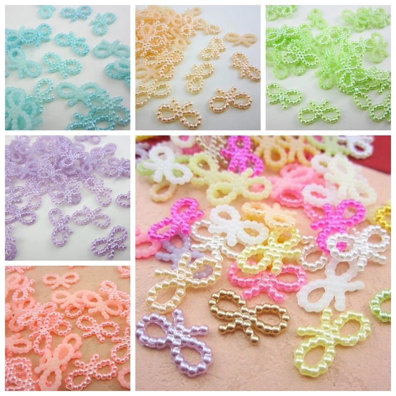 

Free Shipping Mixed 13mm 72Pcs Craft ABS Bow Imitation Pearls Resin Scrapbook Beads Decorate Diy