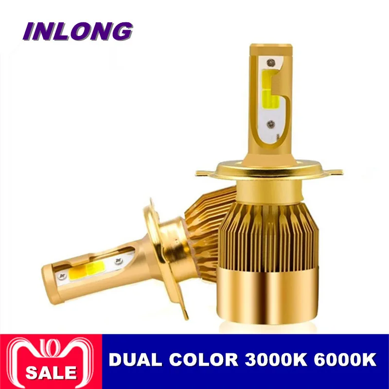 Inlong 2pcs H4 LED H7 H11 H8 H1 H3 9006 9005 Headlight Light Bulbs 72W 8000LM