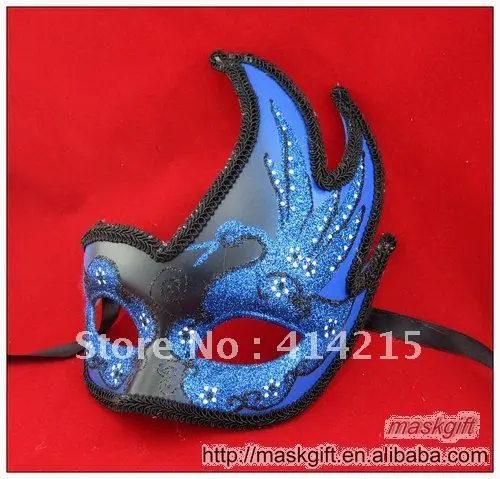 Maskgift красивый синий и черный лебедь шаблон Карнавальная маска с лентой