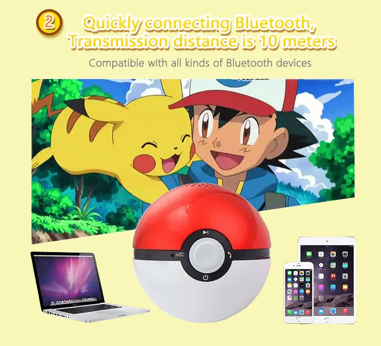 YOTEEN портативный Pokemon Go Pokeball динамик мини супер бас беспроводной громкий динамик Bluetooth V4.0 музыка Громкая связь аудио динамик s