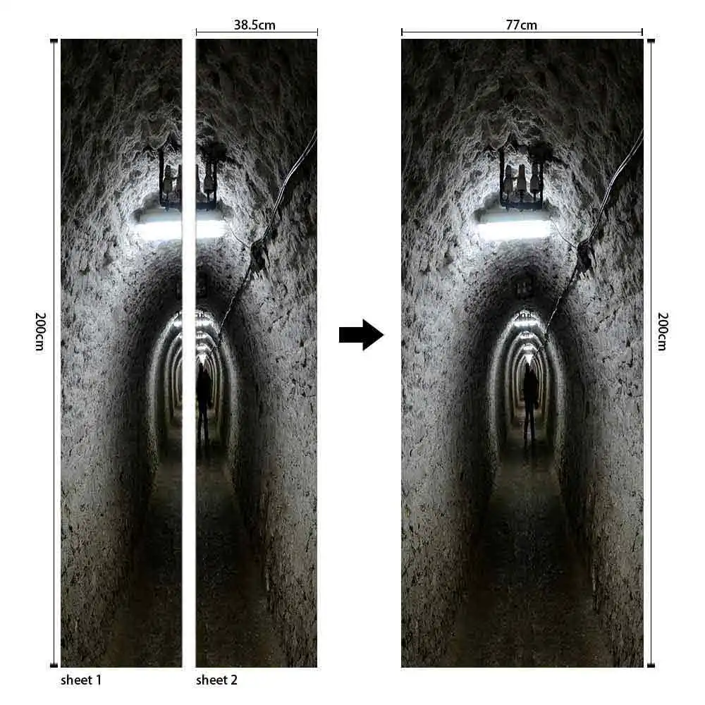 Креативный 3D дверной стикер s туннель виниловая наклейка на стену украшение для двери искусство двери для спальни Водонепроницаемая наклейка из ПВХ DIY обои домашний декор