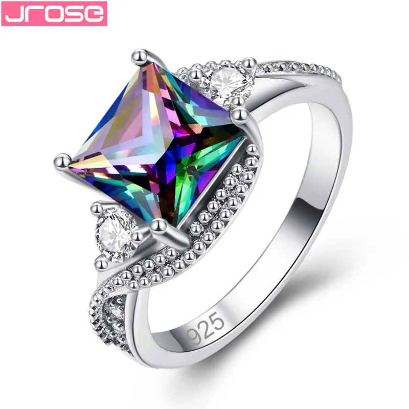 

JROSE 2018 Fashion Exquisite Silver Big Heart Wedding Zircon Ring For Women Bijoux Engagement Ring Statement Jewelry Gift
