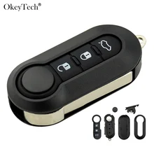 Okeytech 3 Buttons Remote Car key Shell Case For Fiat 500 Panda Punto Bravo Auto Uncut Blade Normal White Button