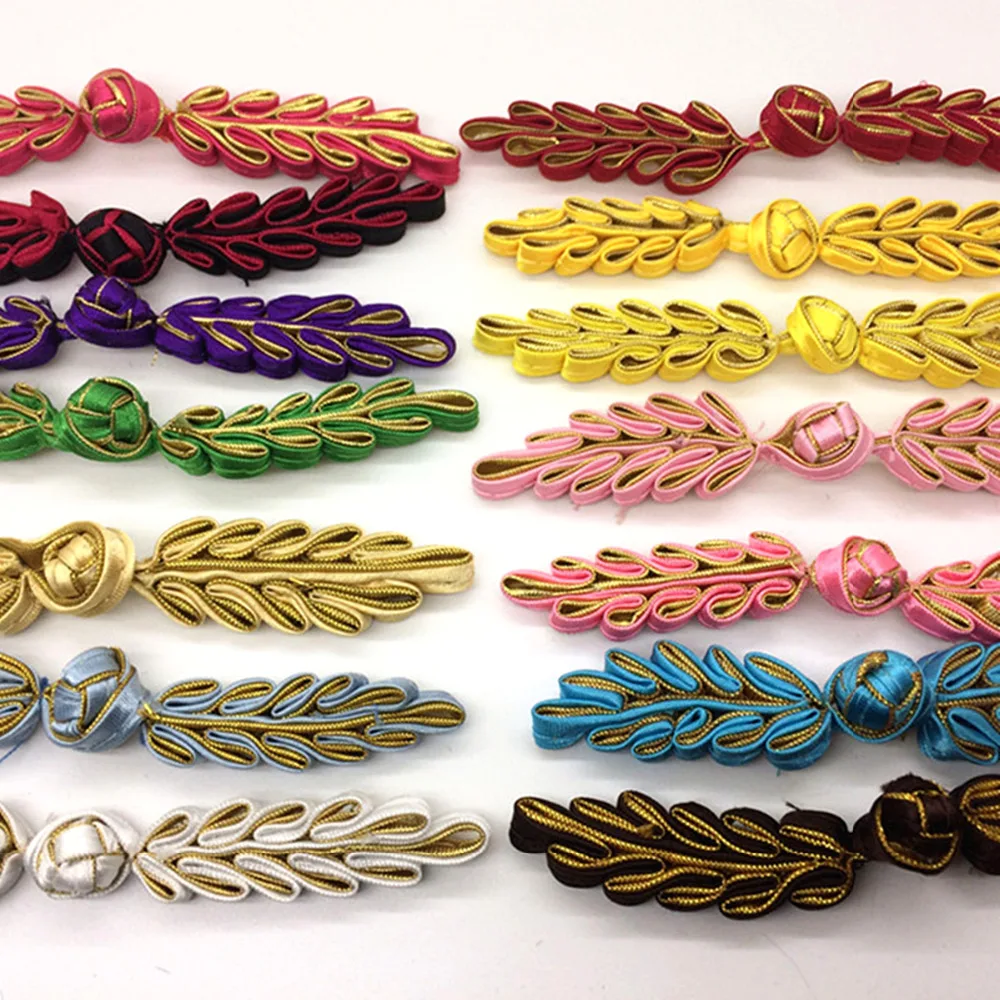 1 Pair Chinese Frog Buttons Closure Knot Button Handmade Leaf Cheongsam Buttons Sewing DIY