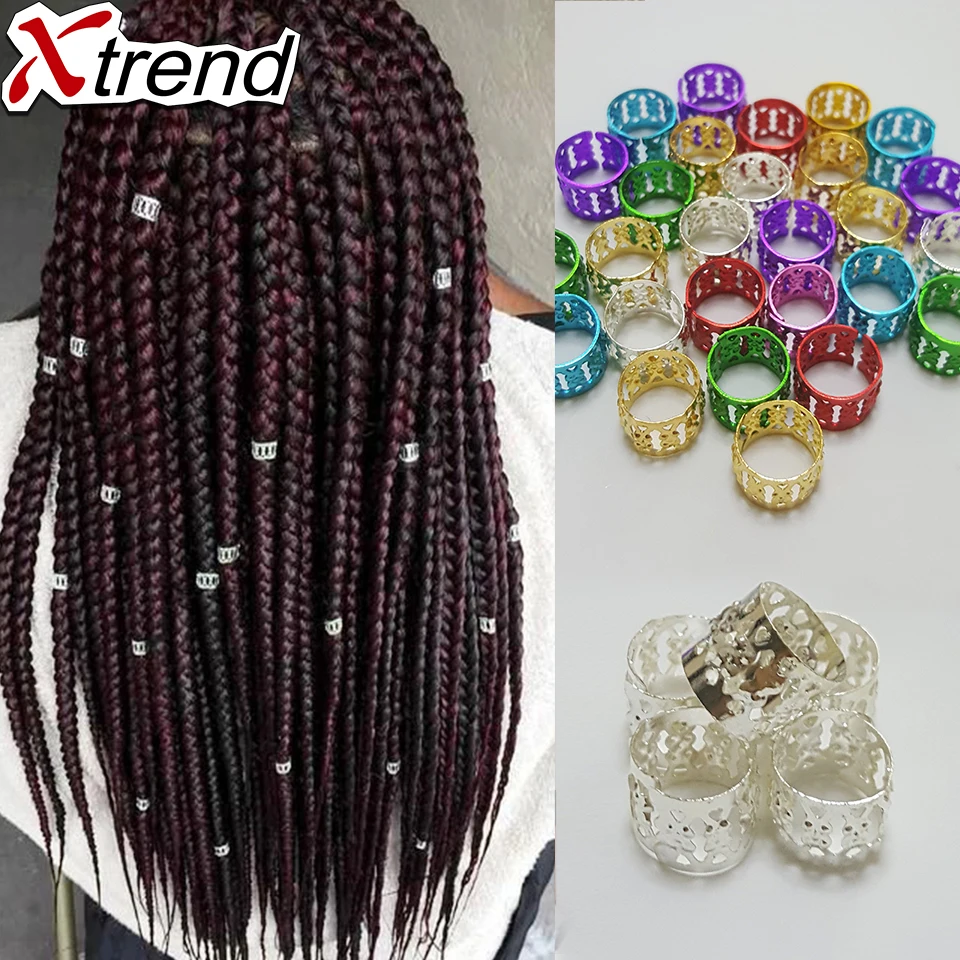 100 шт./лот Xtrend beauty Dreadlock бусины Регулируемые кольца для волос косичек алюминий