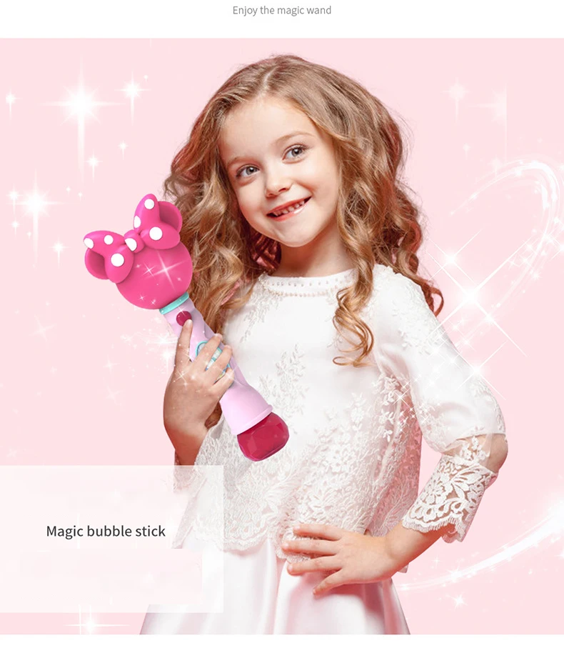 Детская пузырь палочка для мыльных пузырей, полностью автоматический ленточный звук световой удар игрушки Bubble для девочки с героями мультфильмов в форме сердца мыльных пузырей