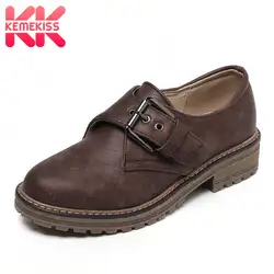 KemeKiss Для женщин Высокие каблуки обувь металлическая пряжка круглый носок Для женщин обувь модные классические черный праздники женская