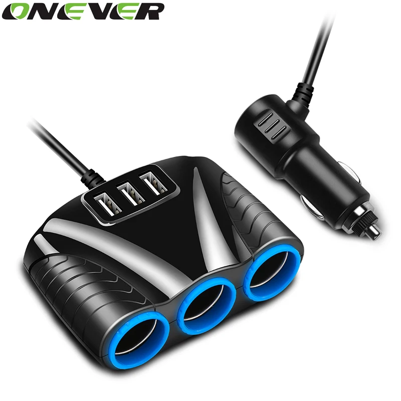 

3 in 1 Cigarette Lighter Power Adapter Socket Splitter 3.1A 12V-24V USB Car Charger For iPhone Smartphone Car Kit DVR GPS