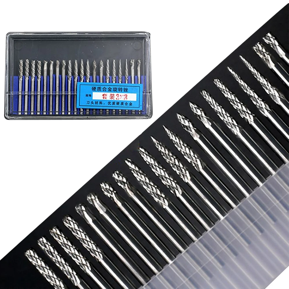 New 20pcs Dremel Carbide Burrs Drill Bit Set for Metal Woodworking