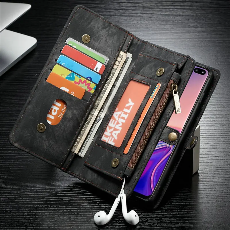 

Retro Wallet Flip PU Leather Case For Samsung Galaxy S10 Plus/S10 With Card Holder Zipper Cell Phone Cover Business Phone Bags
