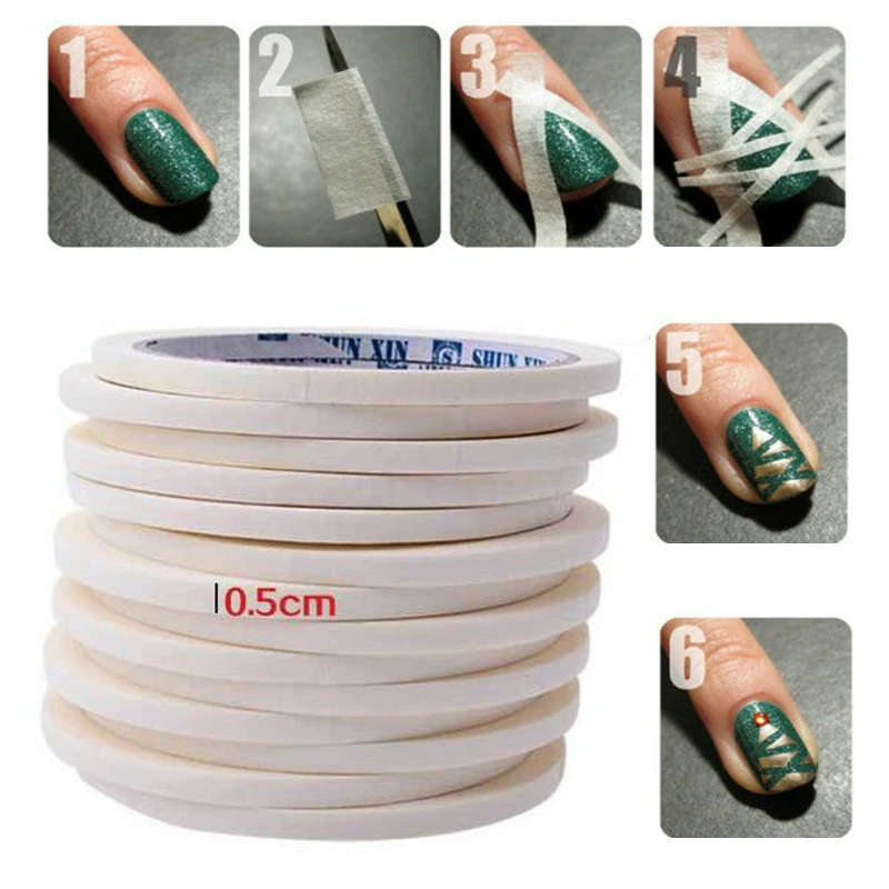 

1 Roll 17M*0.5CM White Nail Art Tape Masking Tape Scotch Tapes Nail Edge Guide Tips DIY Stickers French Manicure Stripe Tools