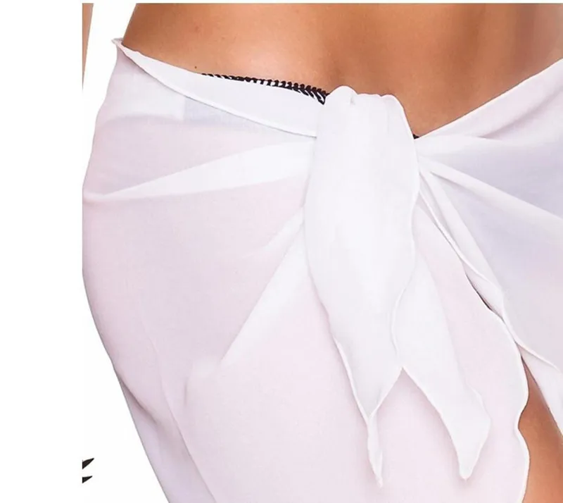 Сексуальное женское пляжное бикини, накидка, однотонное парео, шифоновая юбка с запахом, саронг, шарф, пляжная одежда, купальный костюм, пляжная одежда, купальник