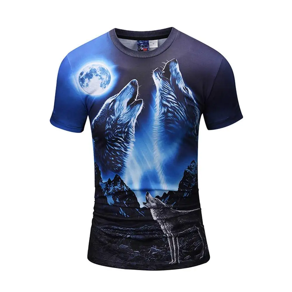 Men's T Shirt Cotton Short Sleeve Unisex Casual Top Wolf 3D T Shirt for ...