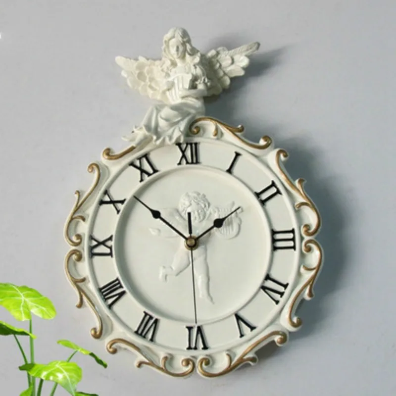 

Retro European Angel Art Creative Wall Clock Modern Design Roman Numerals Rural Art Shabby Chic Reloj De Pared Home Decor 40C169