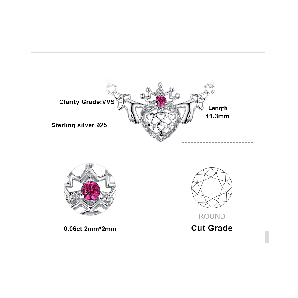 Кельтский Клэдда создан рубиновое ожерелье с подвеской 925 драгоценные камни из стерлингового серебра яркий Чокер-цепочка Цепочк